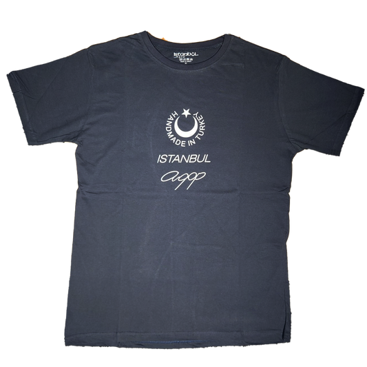 AGOP T Shirt "HANDMADE IN TURKEY" (WHITE LOGO) BLUE T-Shirt