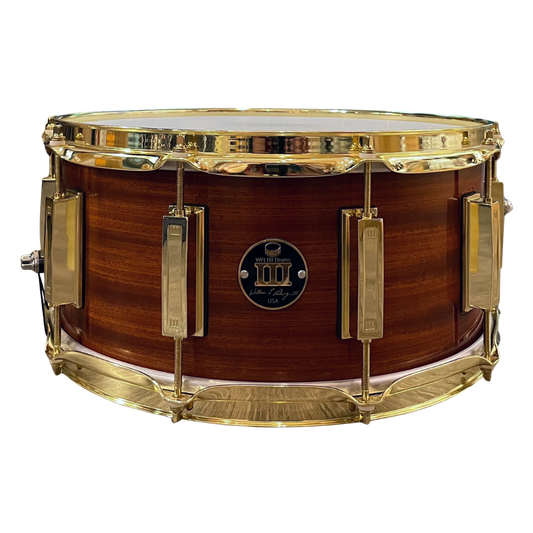 WFLIII Mahogany Snare Drum - Natural Gloss 6.5"x14" Brass Lugs Trick b2