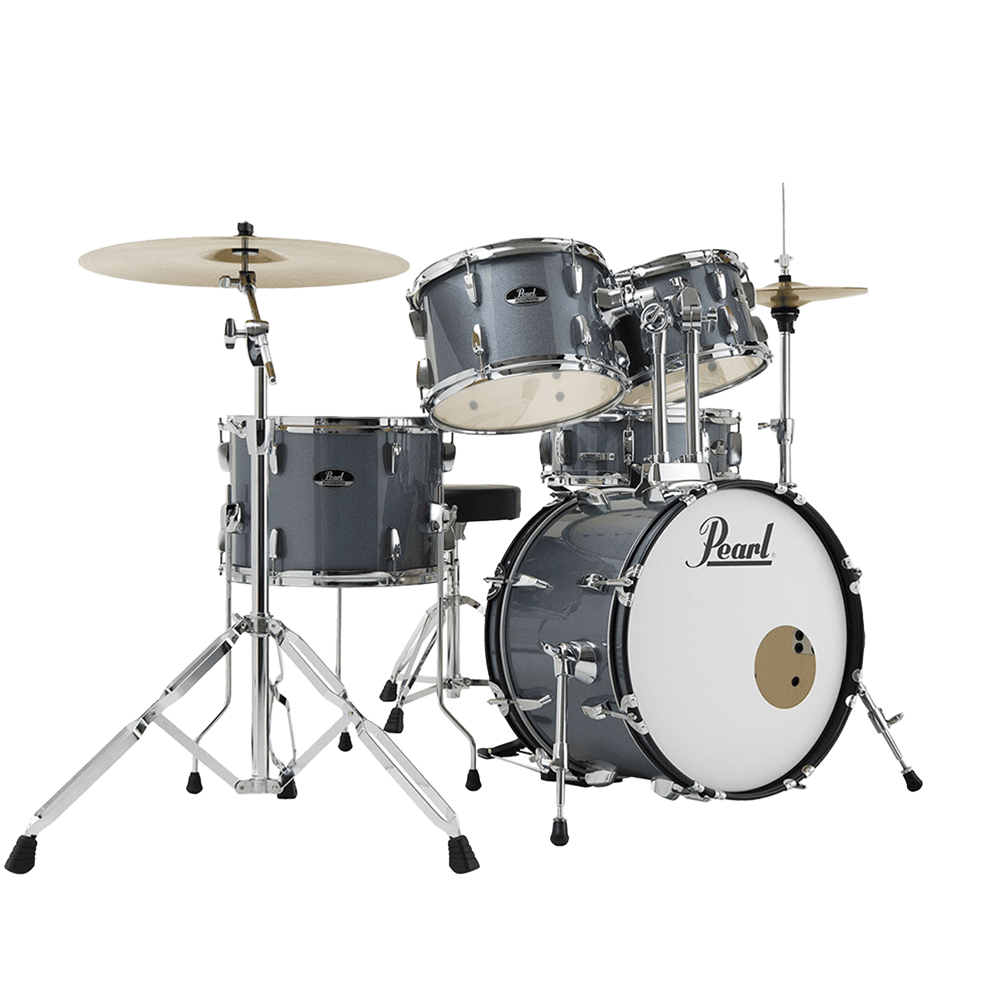 ROADSHOW CHARCOAL METALLIC 5 Pc Drum Kit (18" kick) w/ Hardware+Throne+Cymbals (Only 14HH+16C)