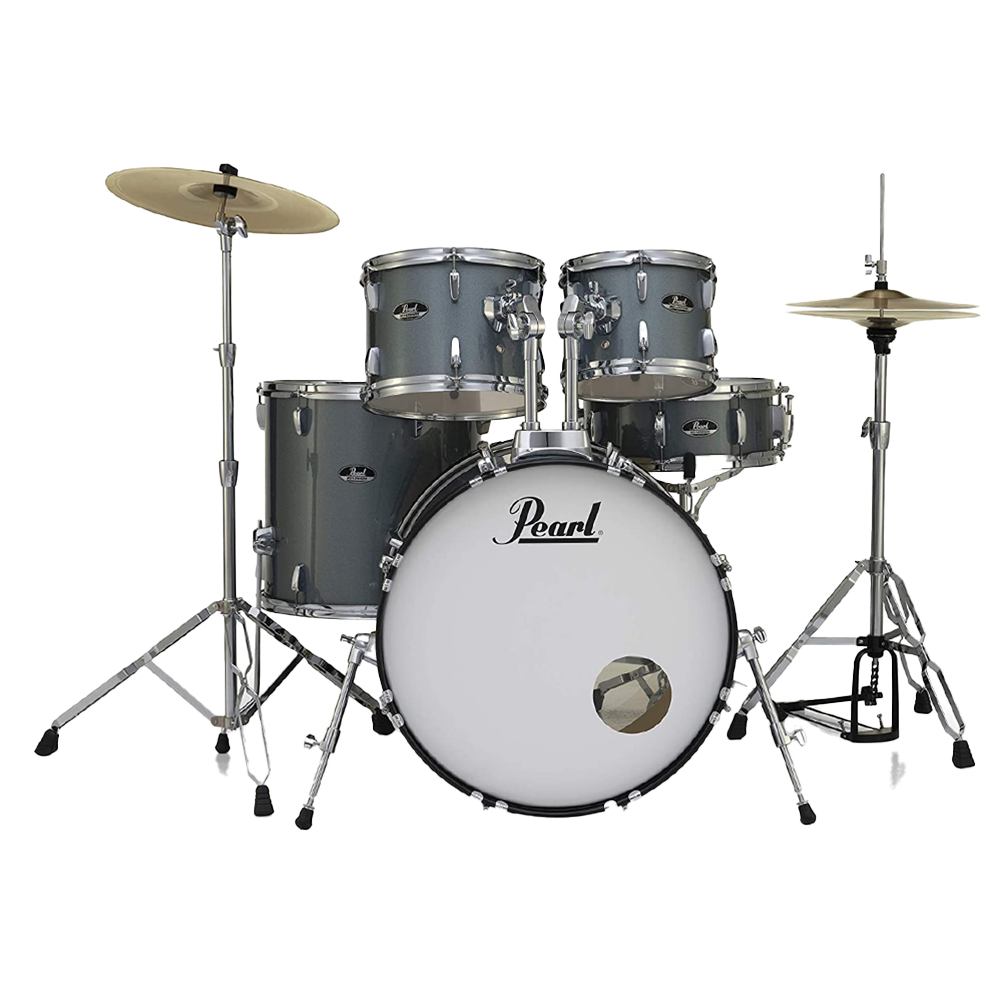 ROADSHOW CHARCOAL METALLIC 5 Pc Drum Kit (20" kick) w/ Hardware+Throne+Cymbals (14HH/16CR/20R)