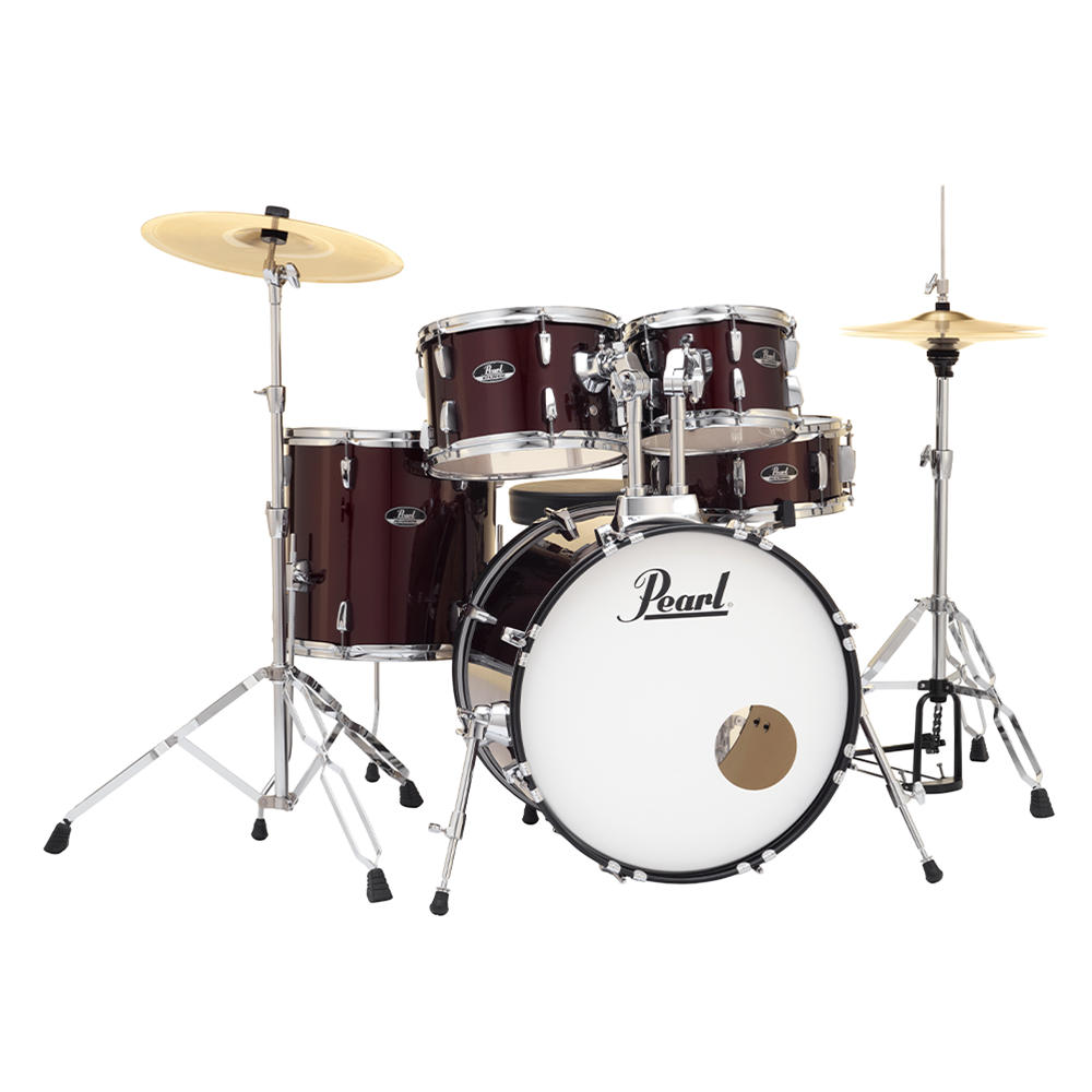 ROADSHOW RED WINE 5 Pc Drum Kit (20" kick) w/ Hardware+Throne+Cymbals (14HH/16CR/20R)