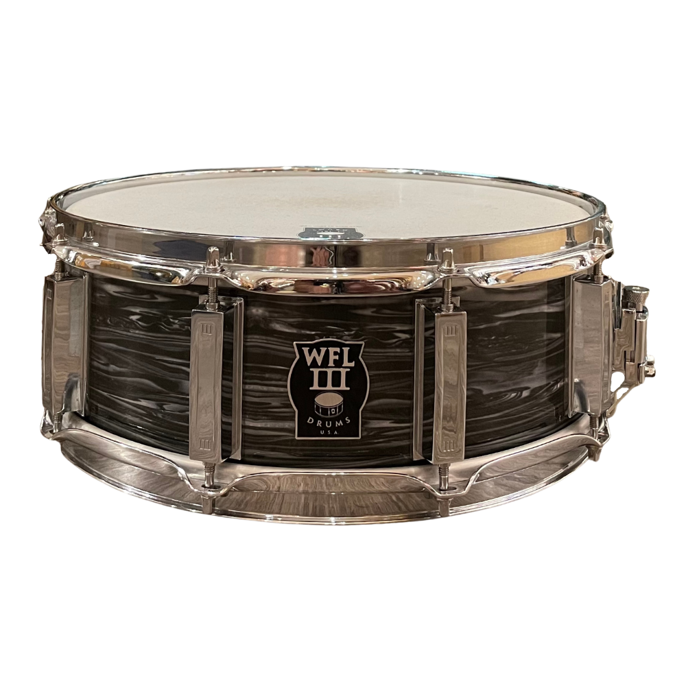 WFLIII Maple Snare Drum - Black Oyster 5"x14" Chrome Lugs S1 throwoff b1