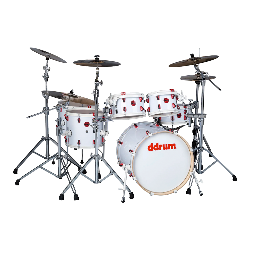 ddrum All Birch Drum Set Shell Pack - White Wrap 6 pc Complete 3 Box